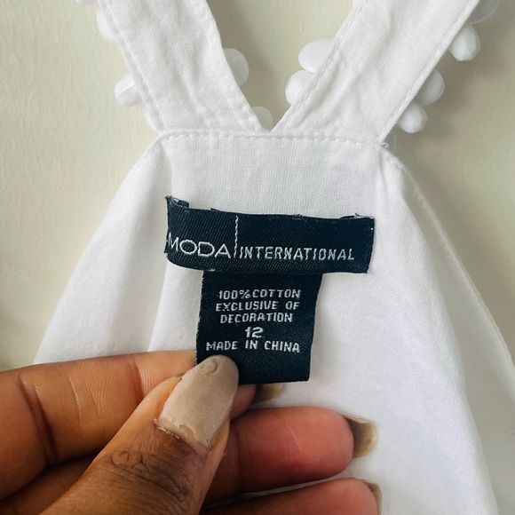 Moda International White Flowy Tank with Beaded Straps - Picture 2 of 8